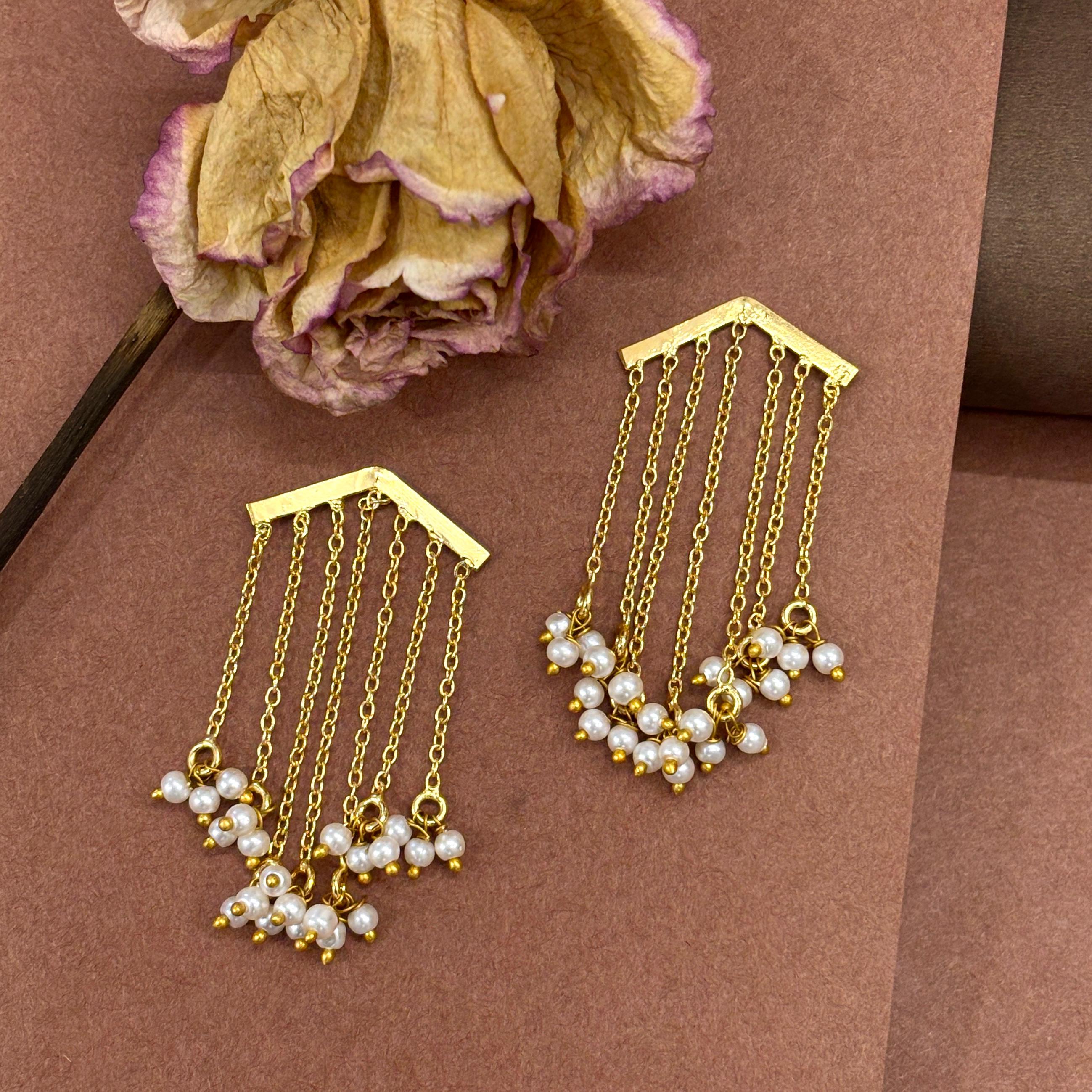 Chevron Pearl Fringe Chandeliers