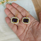 🟪Purple Pearl Halo Danglers