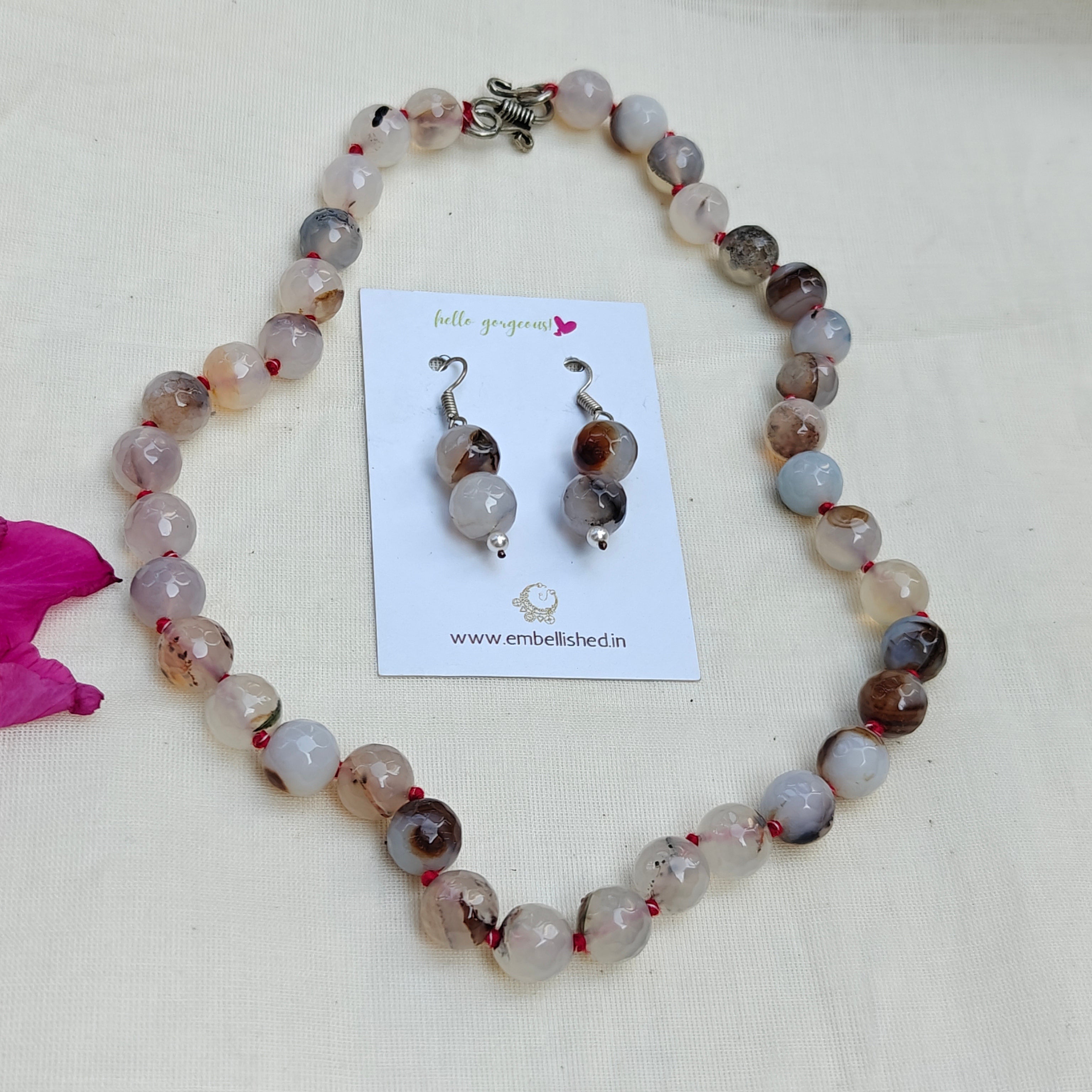 Onyx beads necklace and danglers