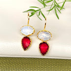 Sparkle Two Stones Drop Hooks - white red