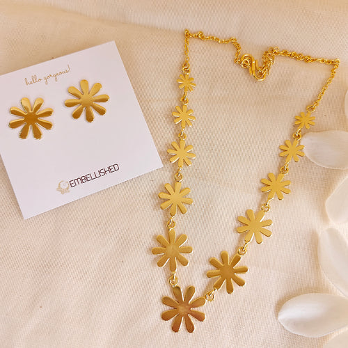 Golden Floral Princess necklace set