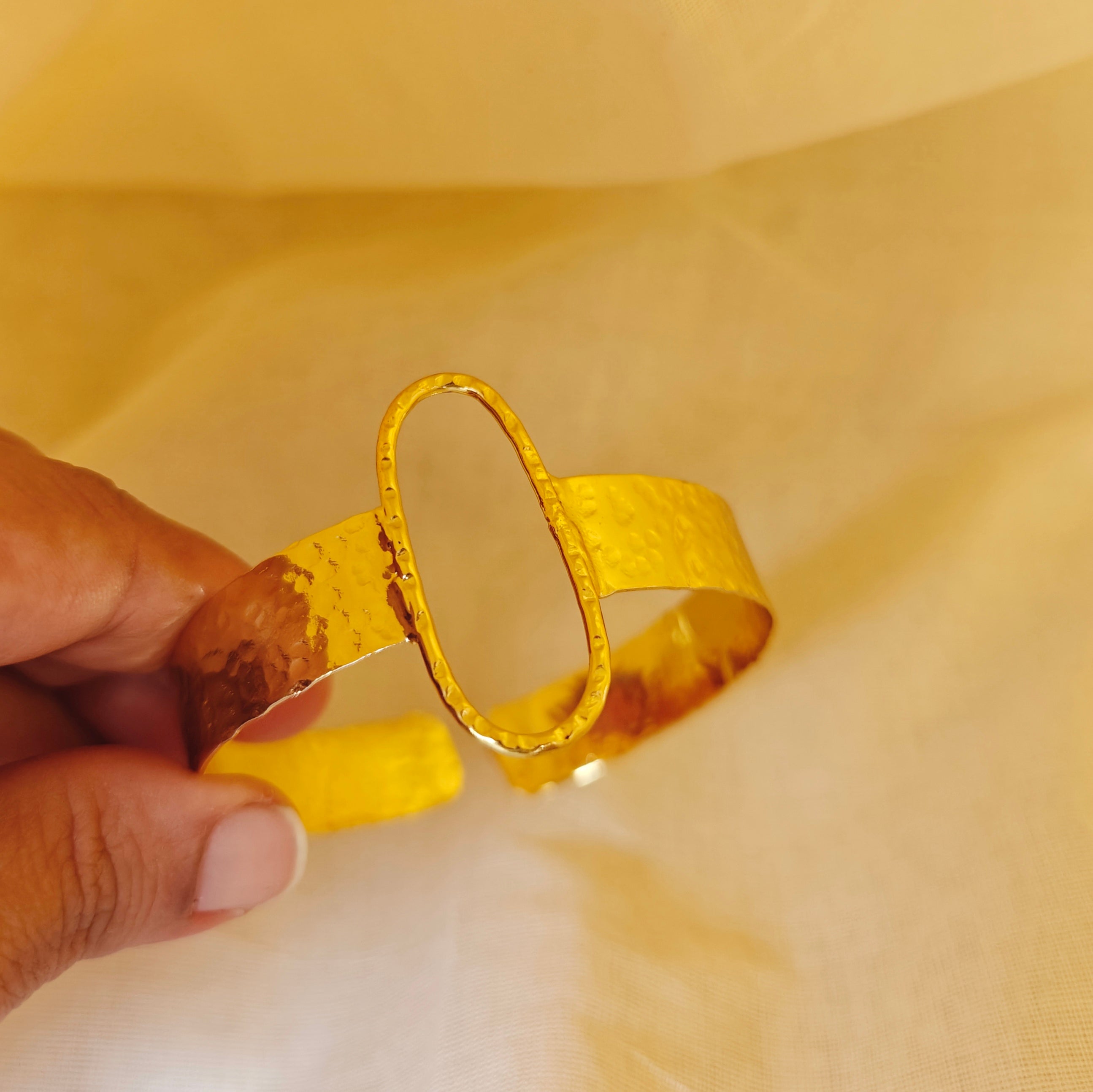 Hammered Ellipse Cuff and ring set