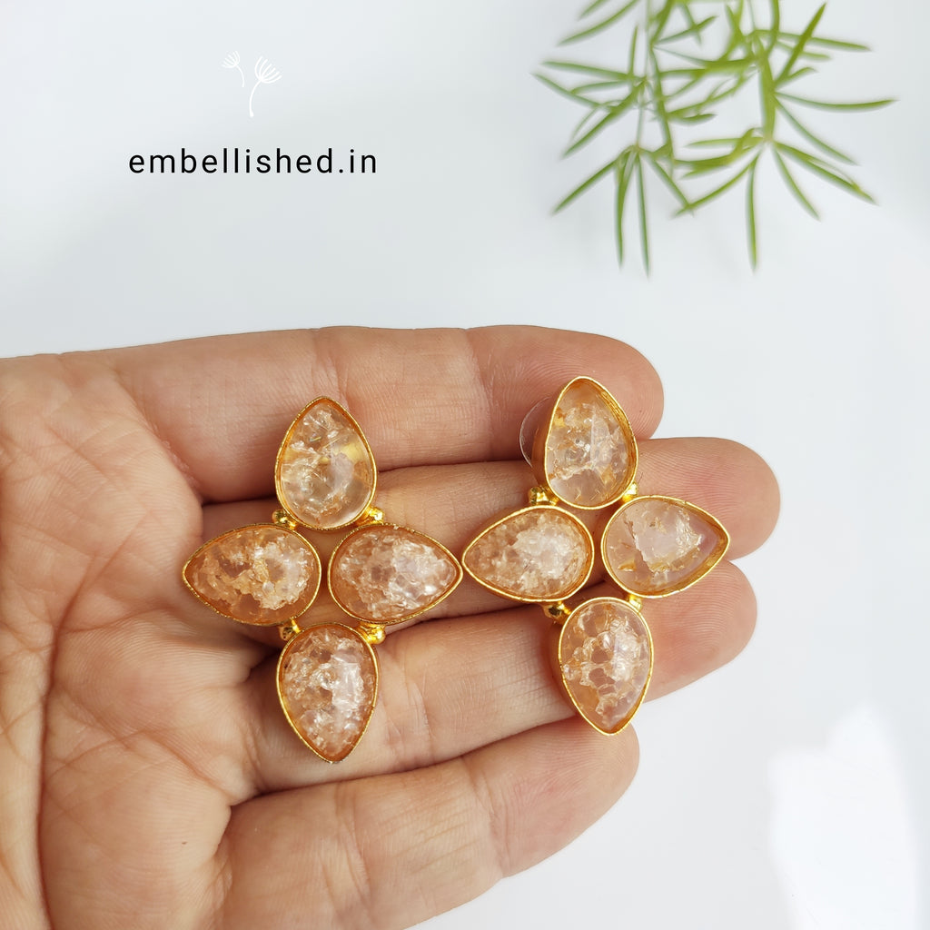 Star studs with frosted glass stones