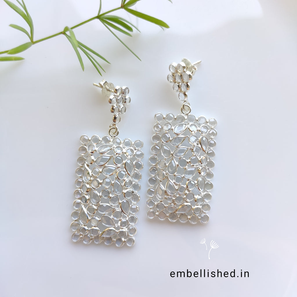 92.5 Sterling Silver Crystal Polki contemporary chandeliers - Silver