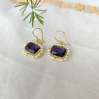 🟪Purple Pearl Halo Danglers