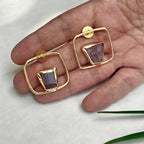 Amethyst Geometric Halo studs