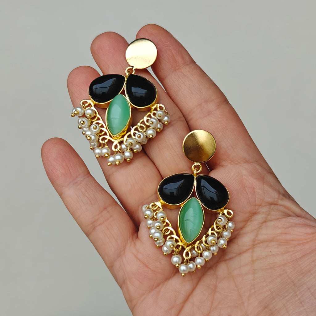 Midnight Green Pearl Drop Earrings