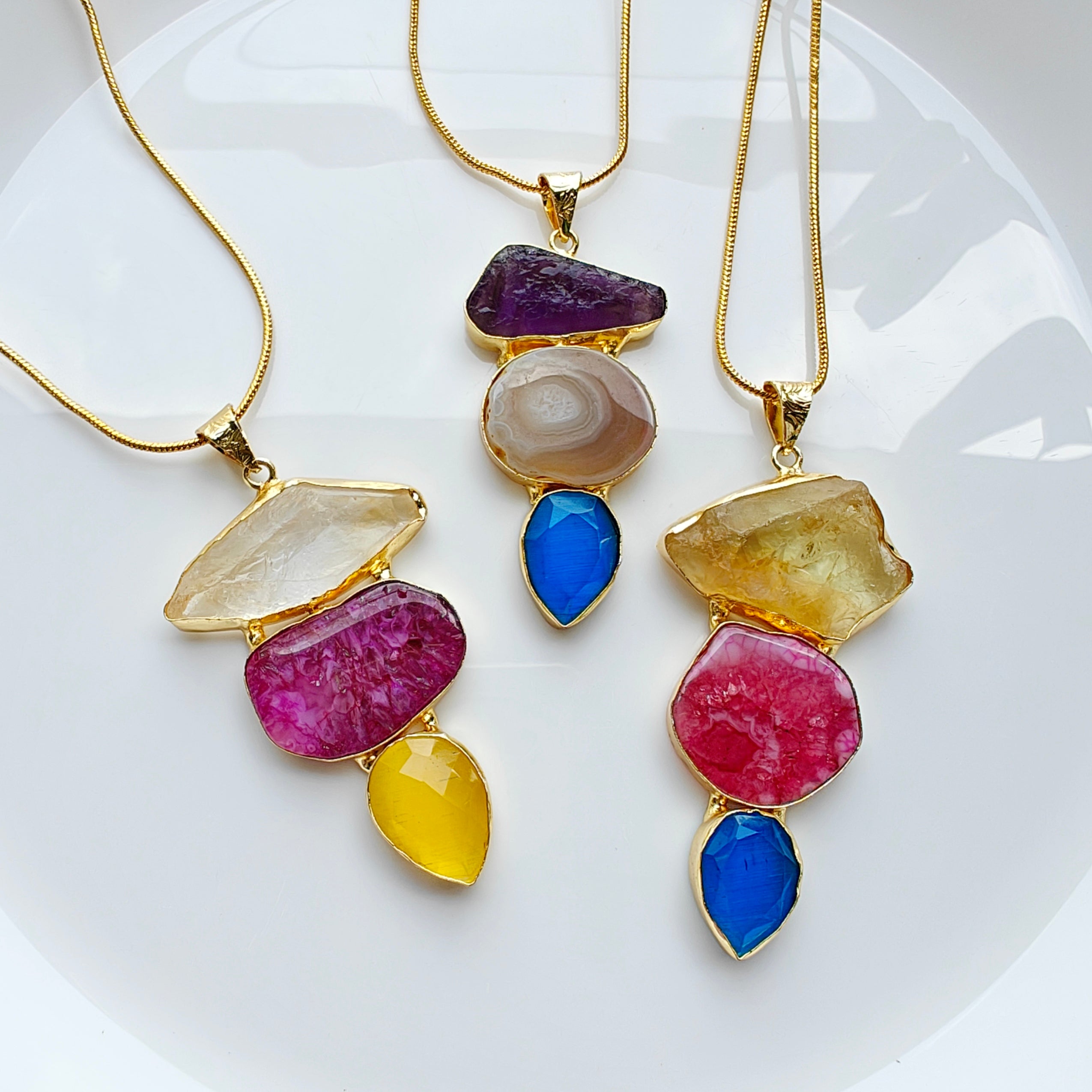 Gemstone Trio Pendant Chain