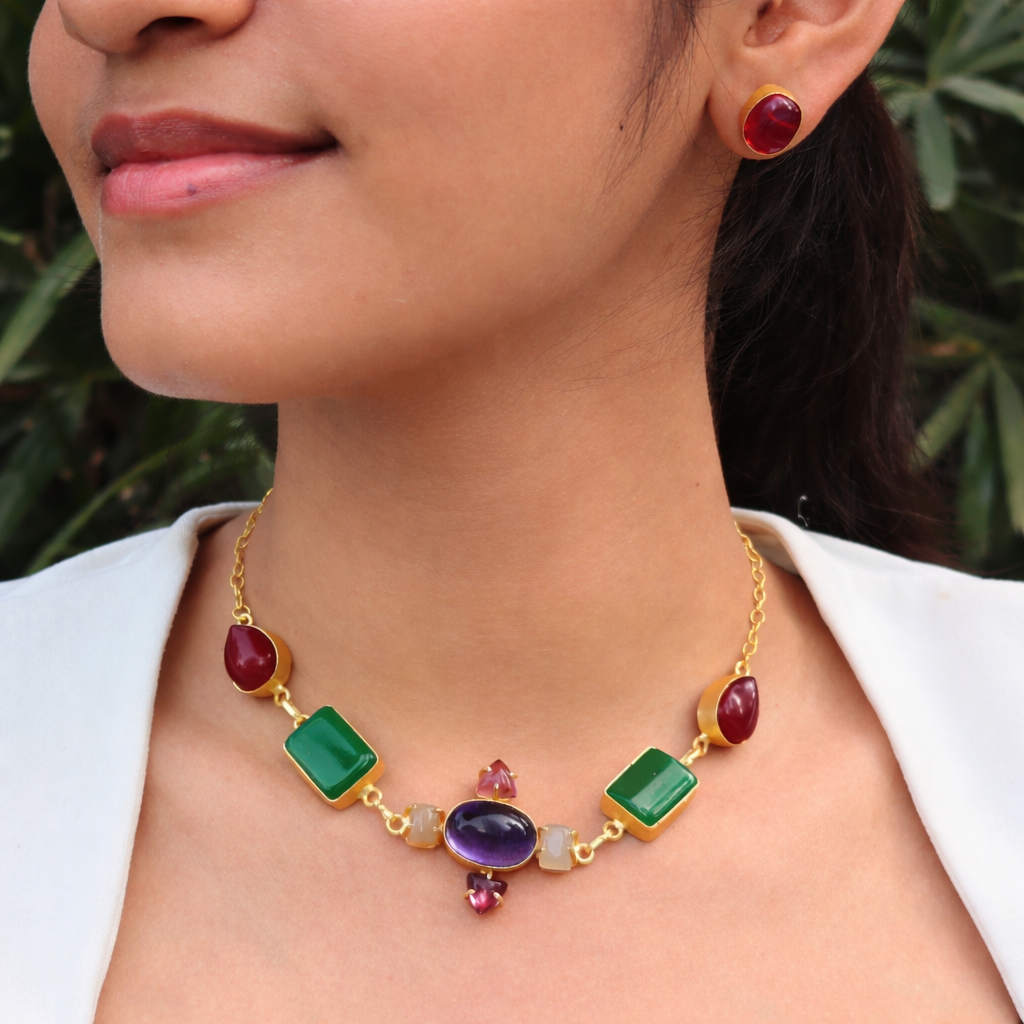 Dainty Boho Choker and Stud set