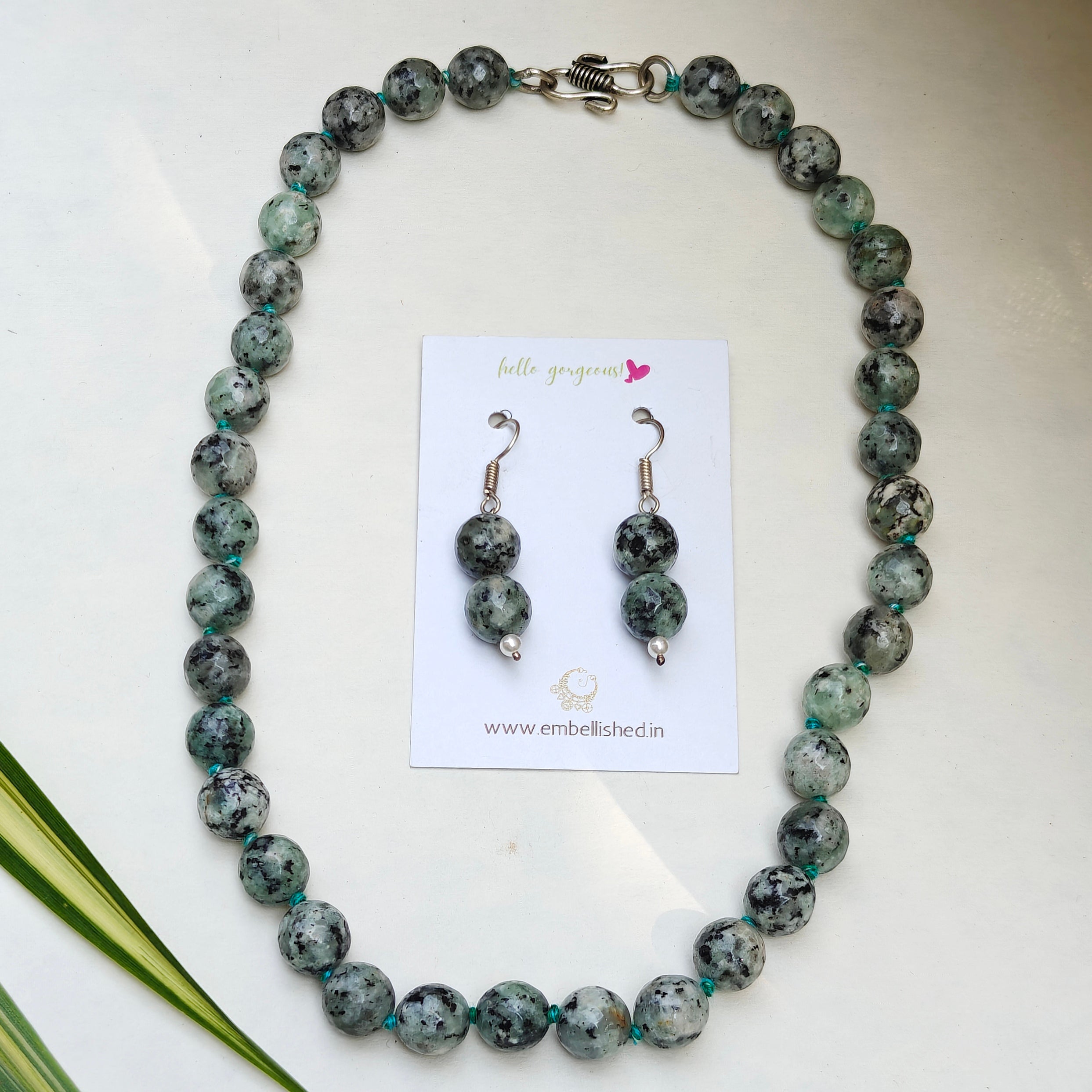 Onyx beads necklace and danglers