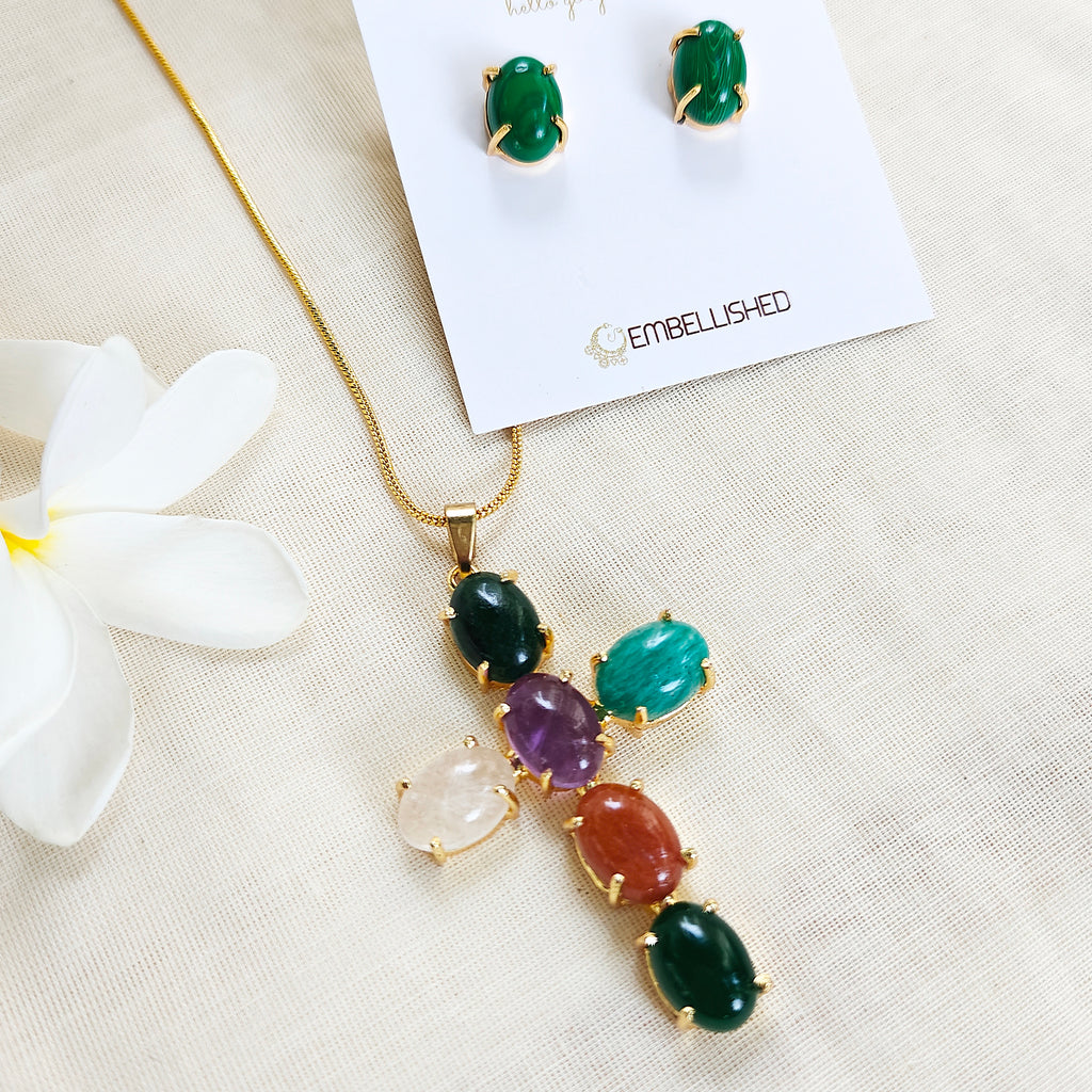 Mystic Gemstone Mosaic Necklace Set