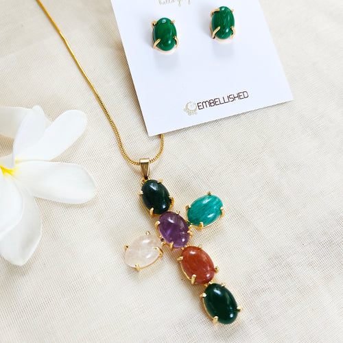 Mystic Gemstone Mosaic Necklace Set