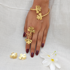 Textured Leaf Bangle, Earrings and Statement Ring Set