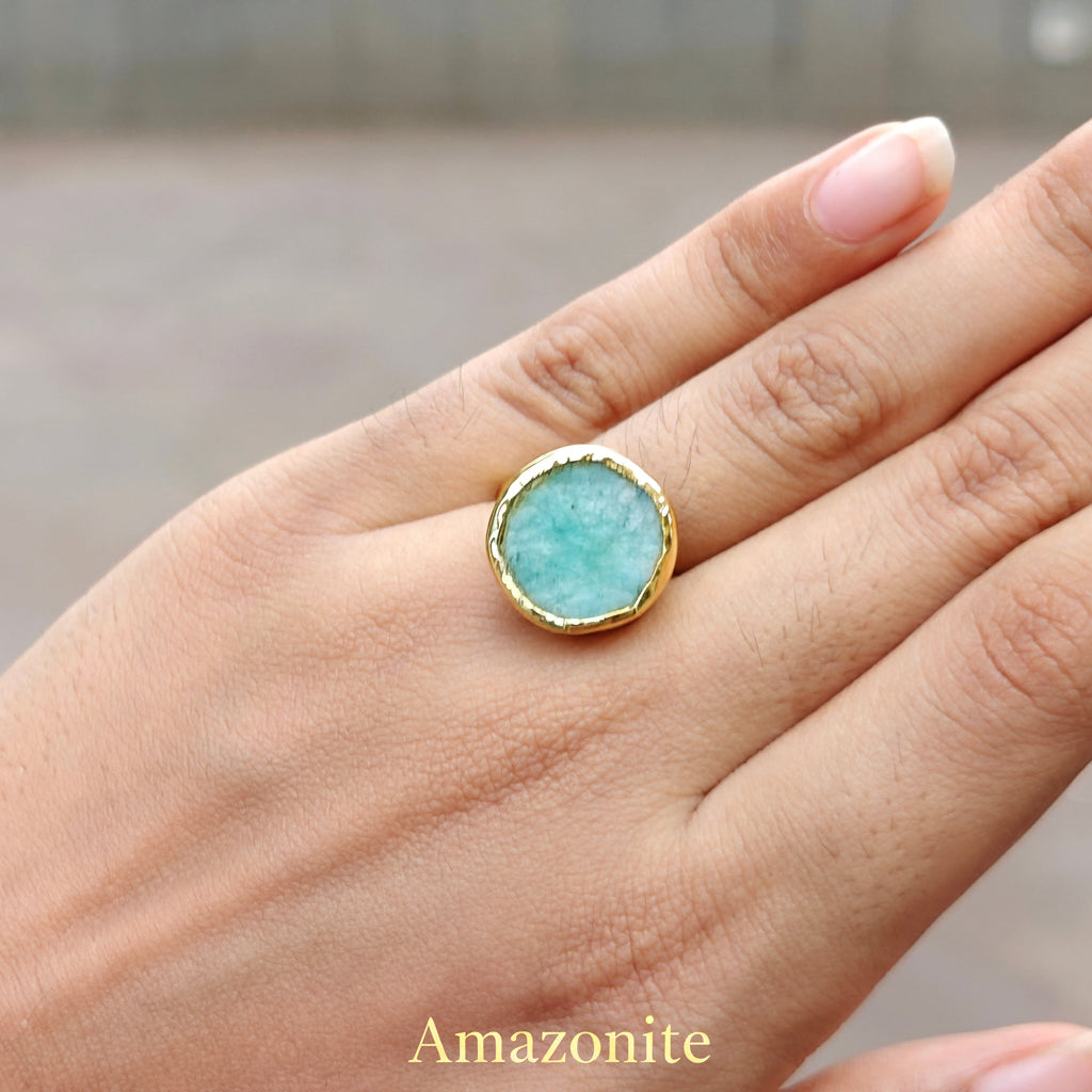 Natural Stone Button finger ring