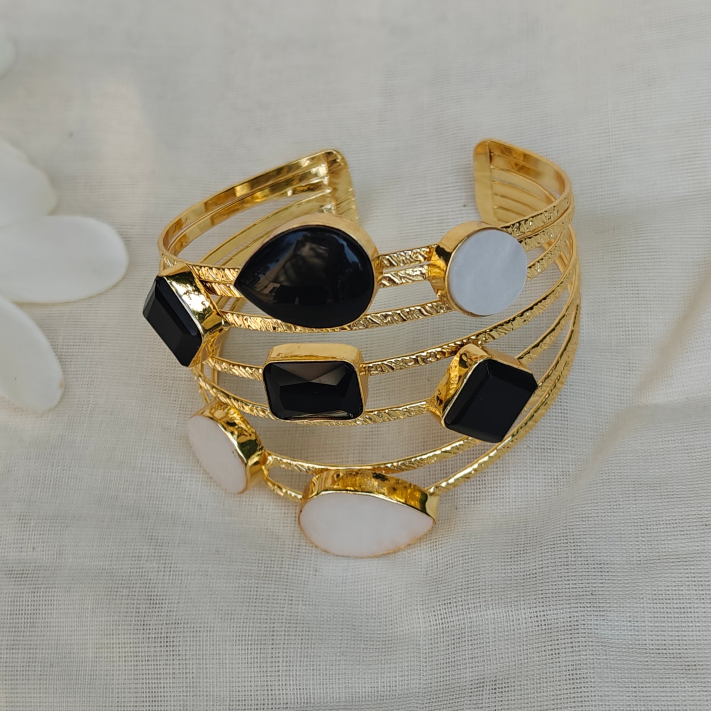 Monochrome Mosaic Wide Cuff bracelet