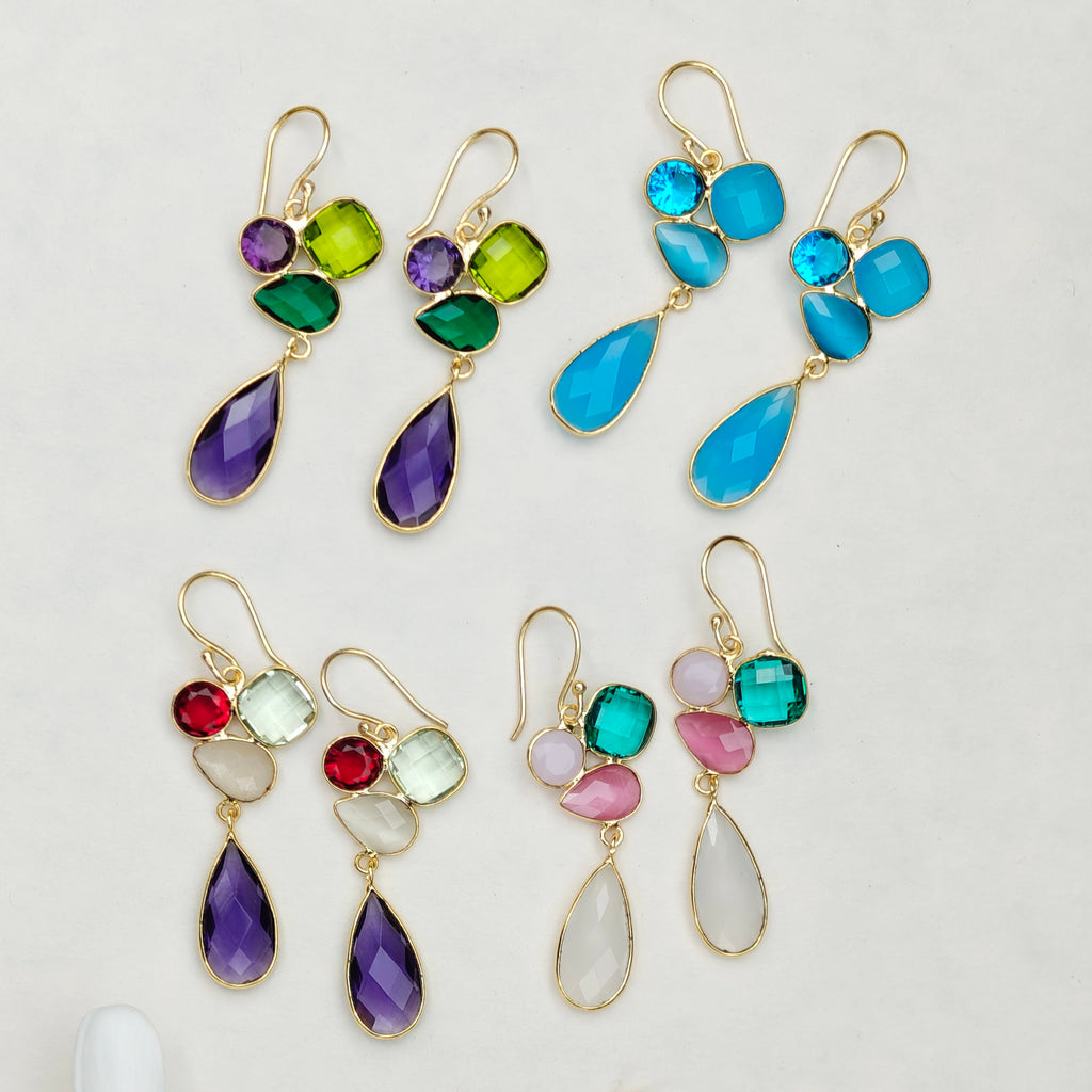 Rainbow Cluster Drop earrings