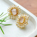Royal Rose Quartz Pearl Burst Studs