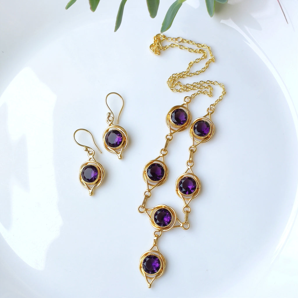 Purple sparkle princess necklace set