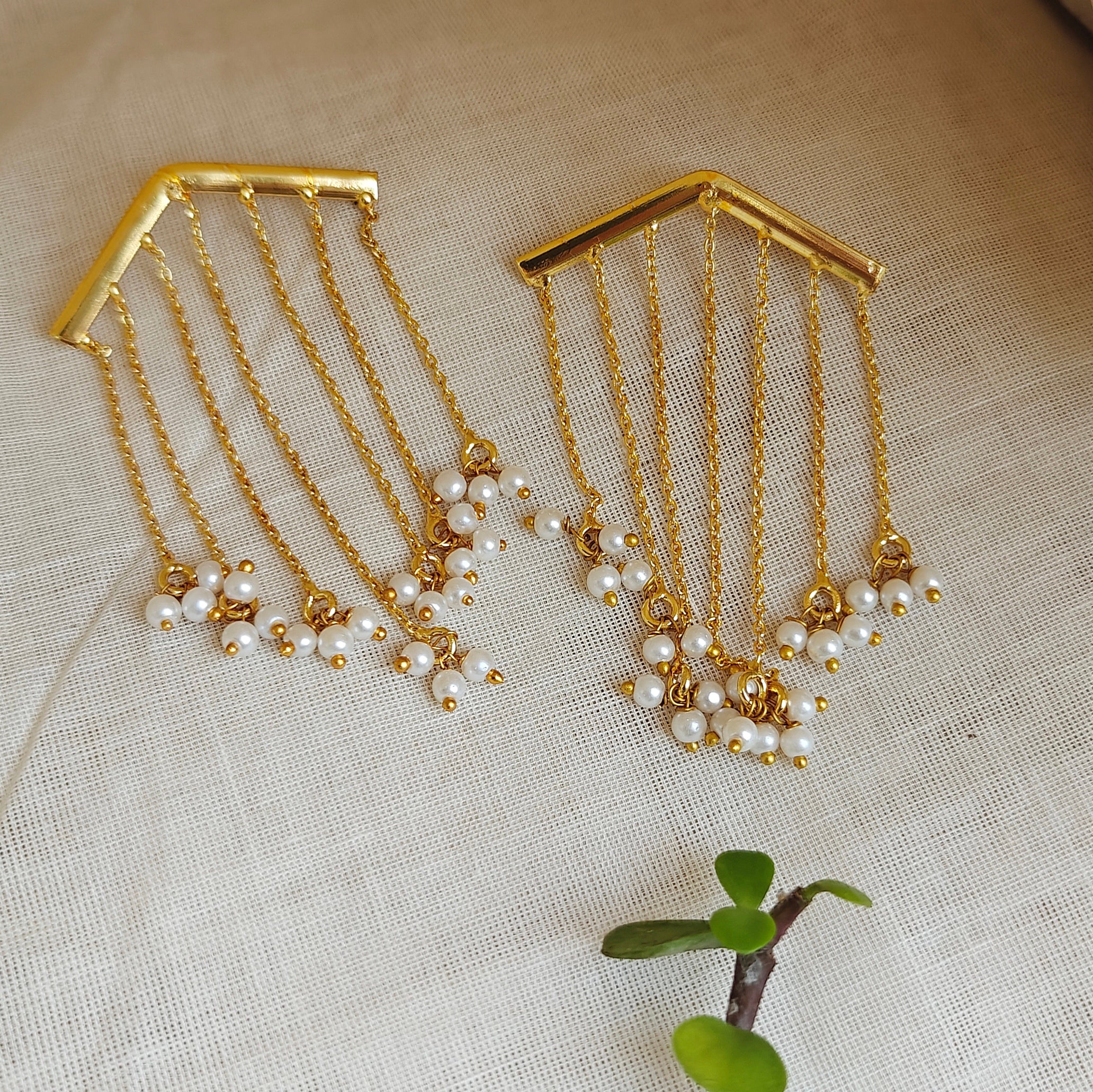 Chevron Pearl Fringe Chandeliers