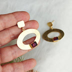 Red Orbit Gold Drop Earrings