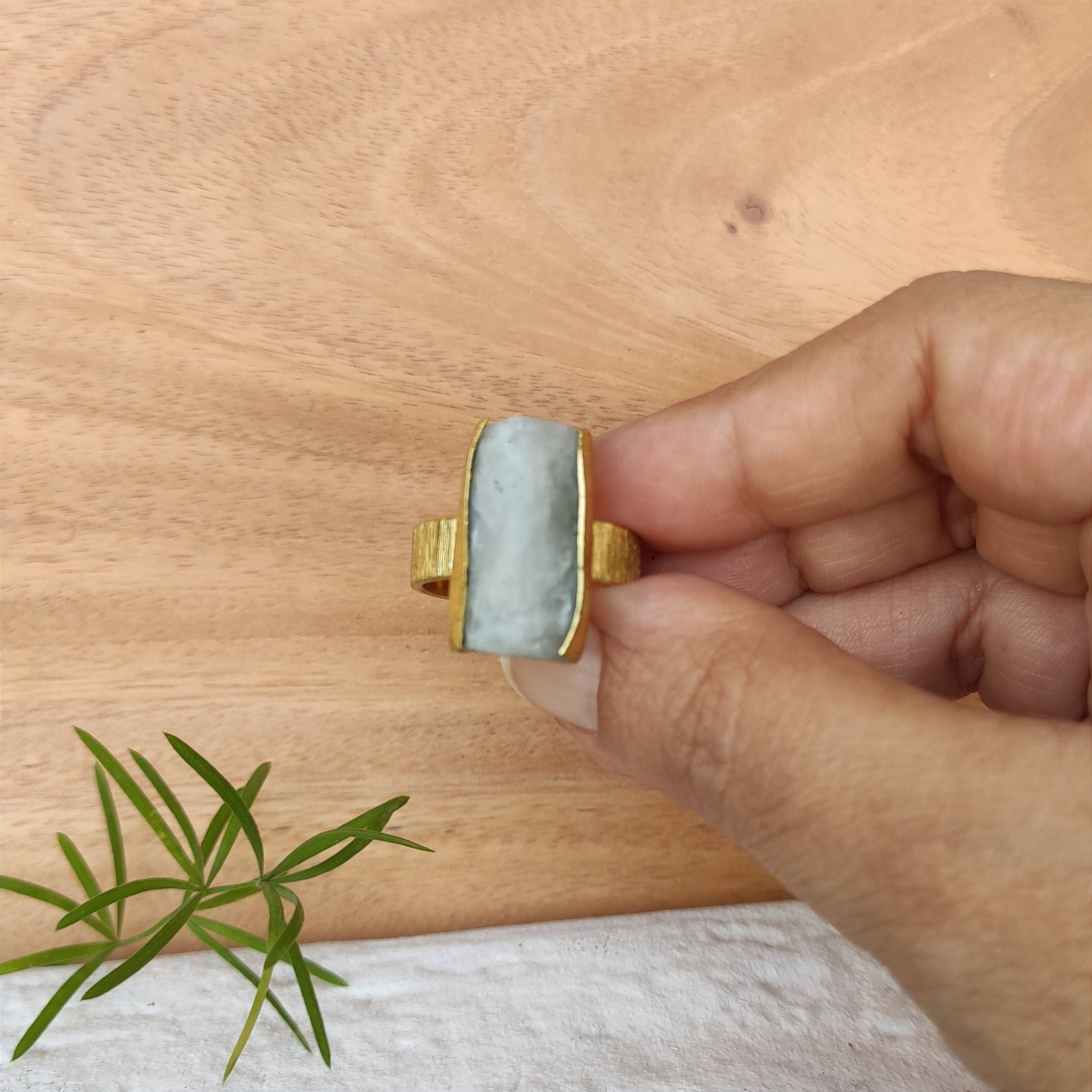 Moonstone wedge finger ring