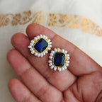 🟦 Blue Pearl Halo studs