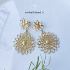 92.5 Sterling Silver Crystal Polki large chandelier balis - Gold