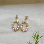 Mini Pearl Oval drop earrings