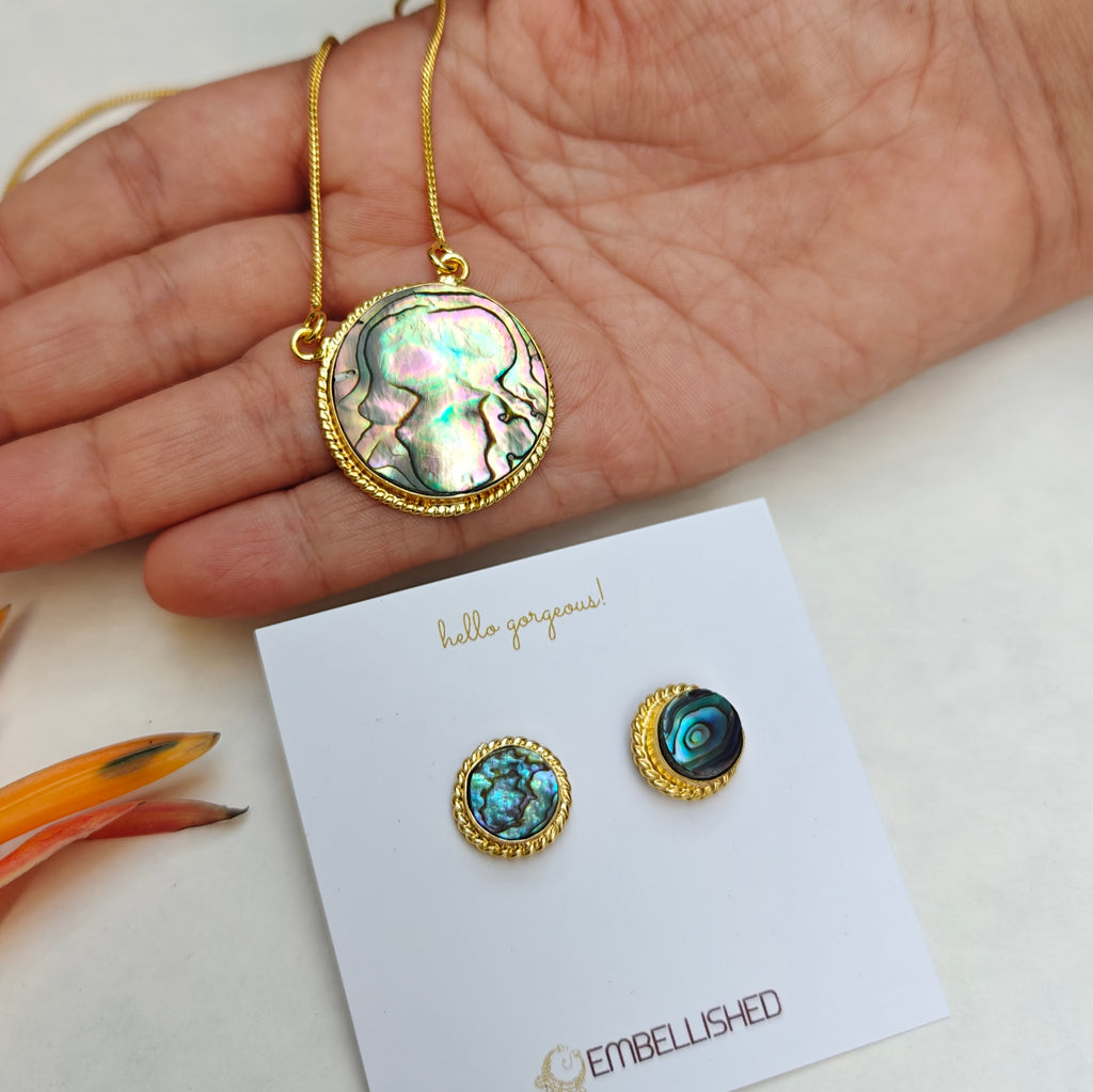 Abalone Shell Pendant necklace set