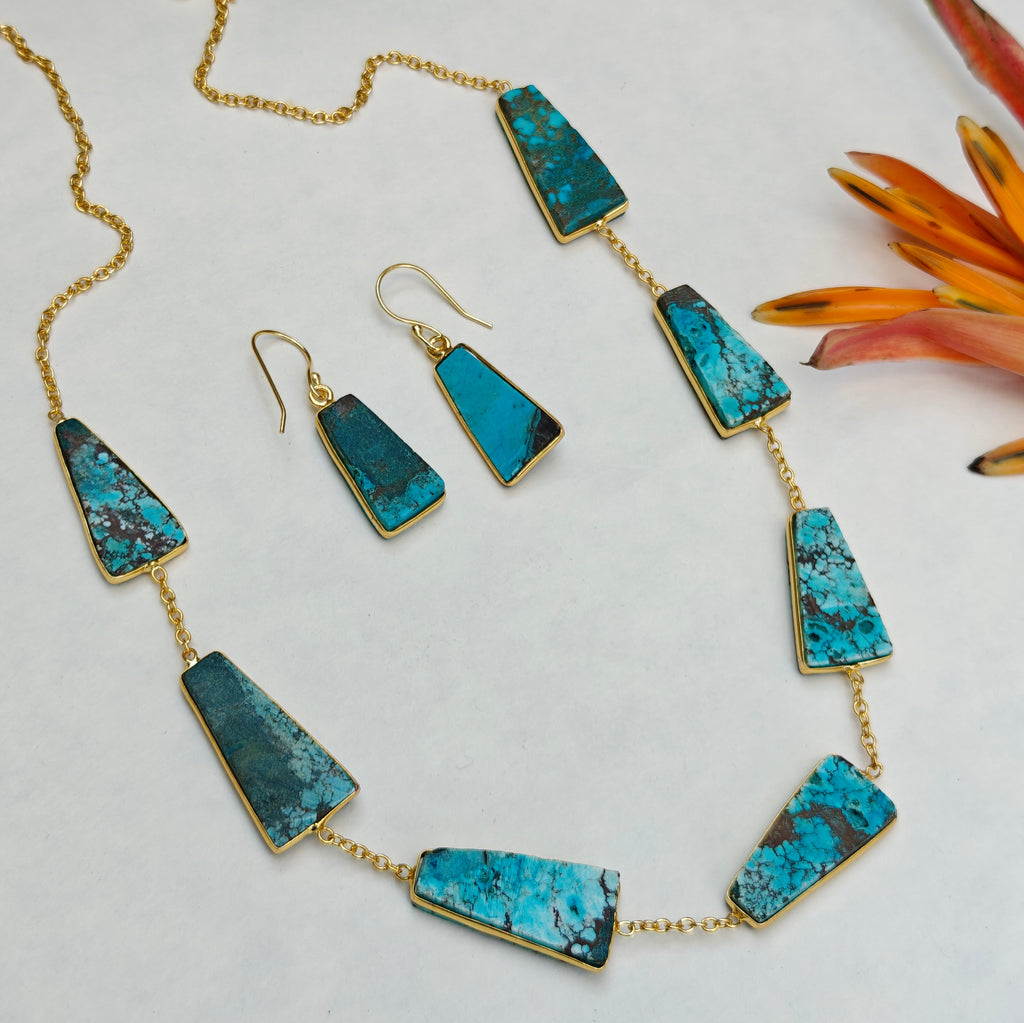 Earthy Trapezoid Stone Necklace Set