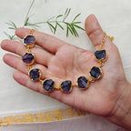 Amethyst buttons choker with studs