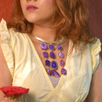 Purple Agate Slice Cascade Collar Necklace