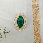 Monalisa Marquise Cluster pearls ring - green