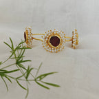 Coffee Jasper Cluster Pearls Open Bangle