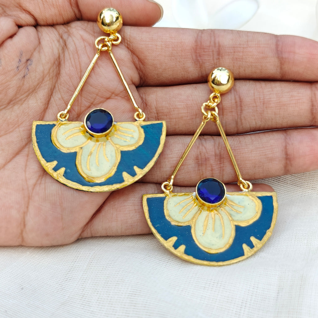 Blooming Blue Enamel Drop Earrings