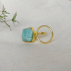 Amazonite Circle Two Finger ring