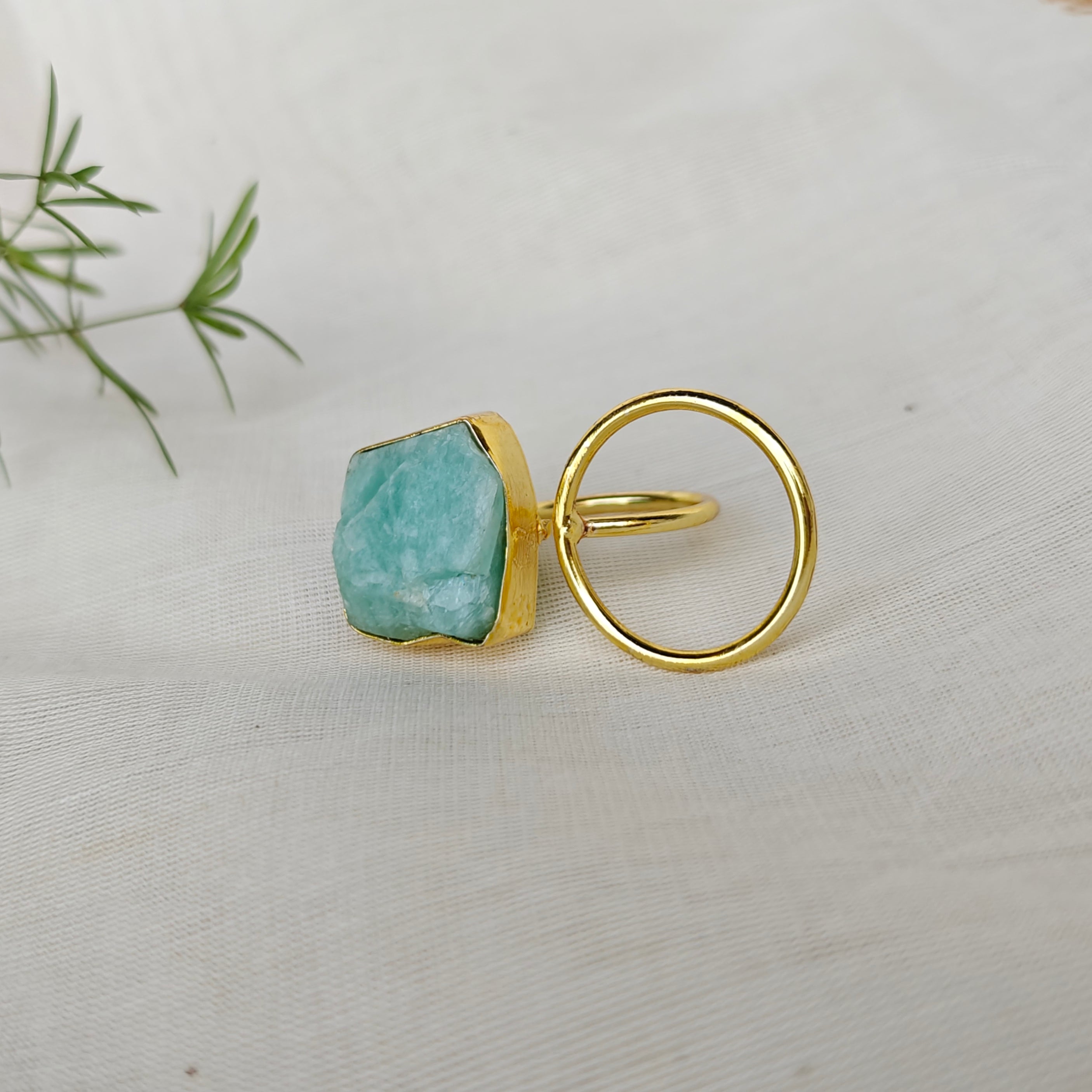 Amazonite Circle Two Finger ring