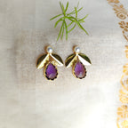 Purple Blossom Pearl Studs