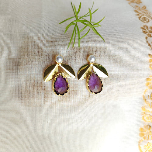 Purple Blossom Pearl Studs