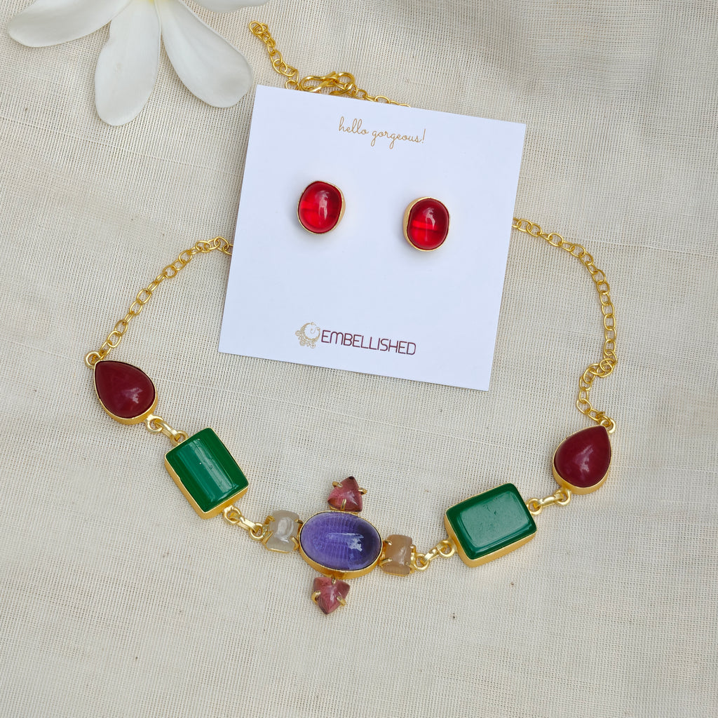 Dainty Boho Choker and Stud set