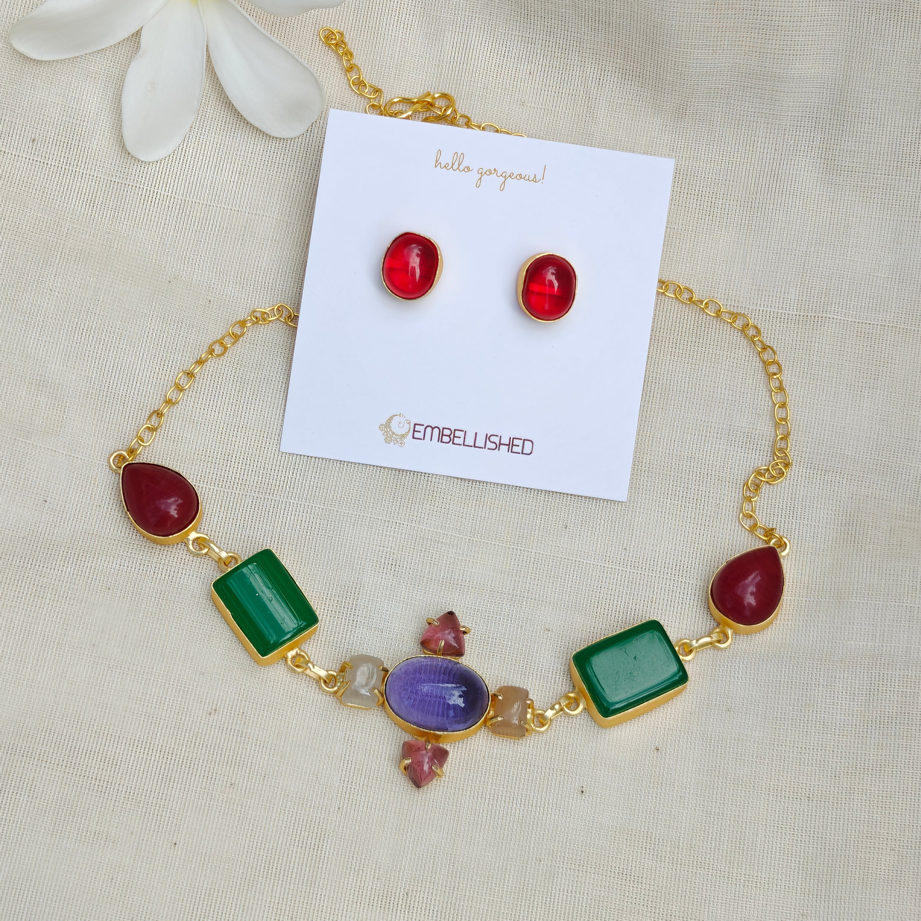 Dainty Boho Choker and Stud set