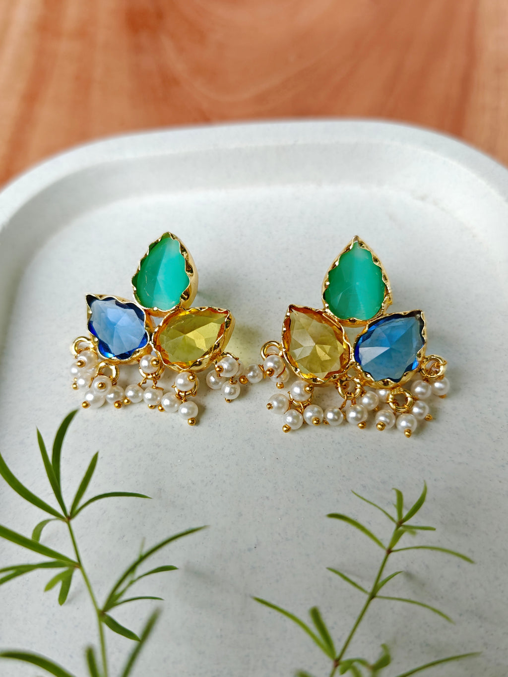 Tri-color Sparkle Earrings - pastel