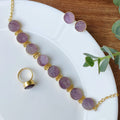 Raw stone Buttons and Links choker set - Amethyst