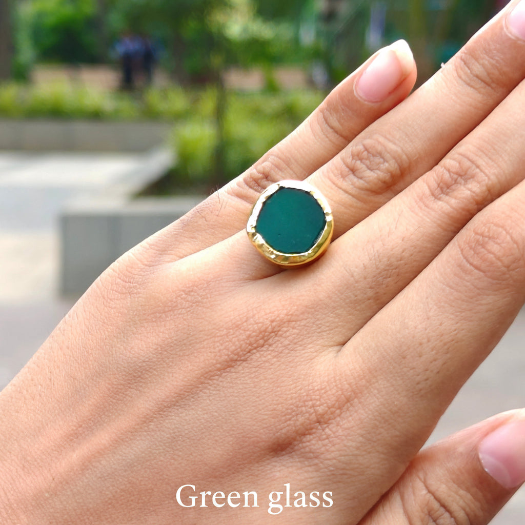 Natural Stone Button finger ring