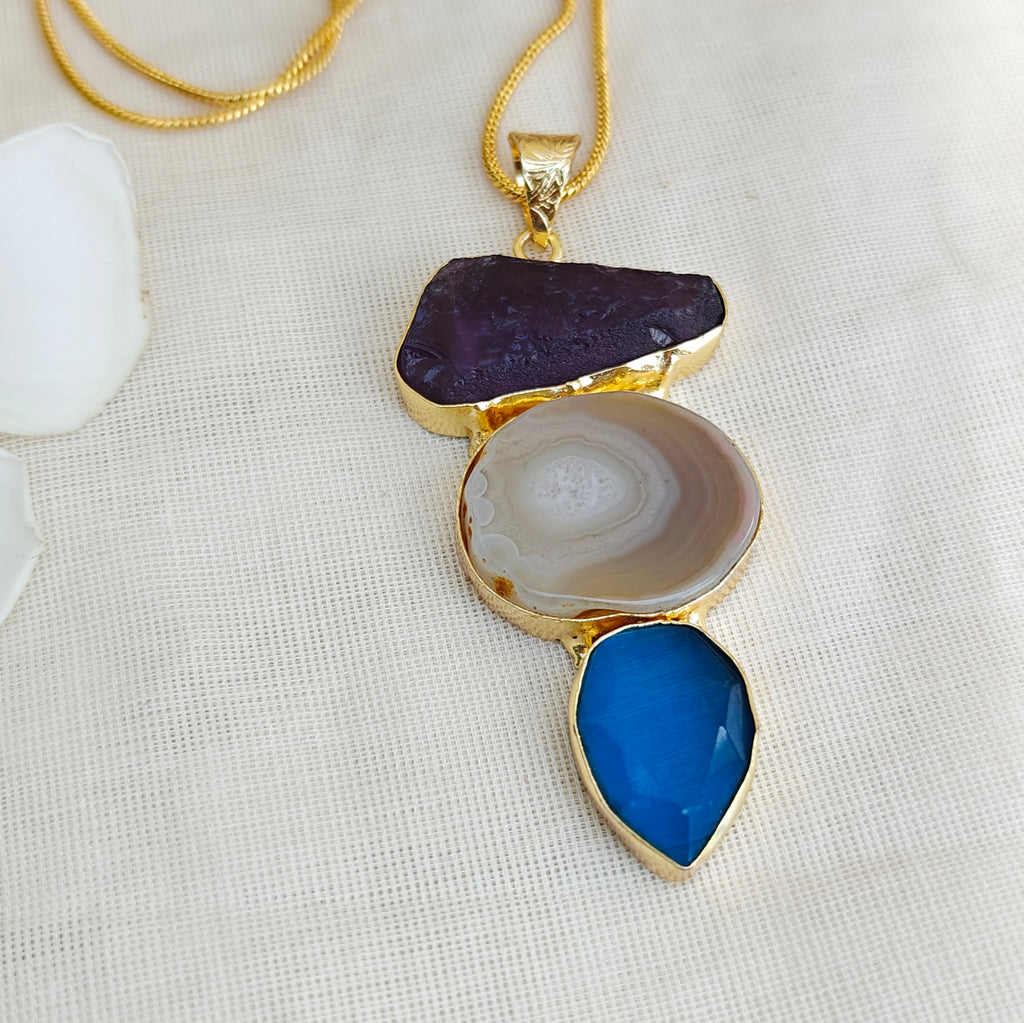 Gemstone Trio Pendant Chain