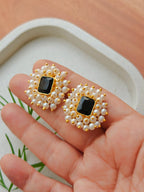 Royal Black Pearl Burst Studs