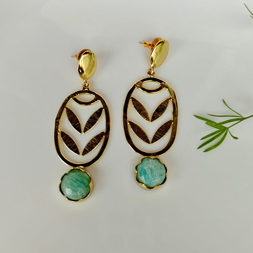 Amazonite Oval Drop Earrings