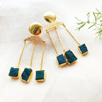 Emerald Gold Triple Drop Earrings