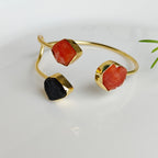 Raw Gemstone Trinity Cuff Bracelet