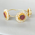 Coffee Jasper Cluster Pearls Open Bangle